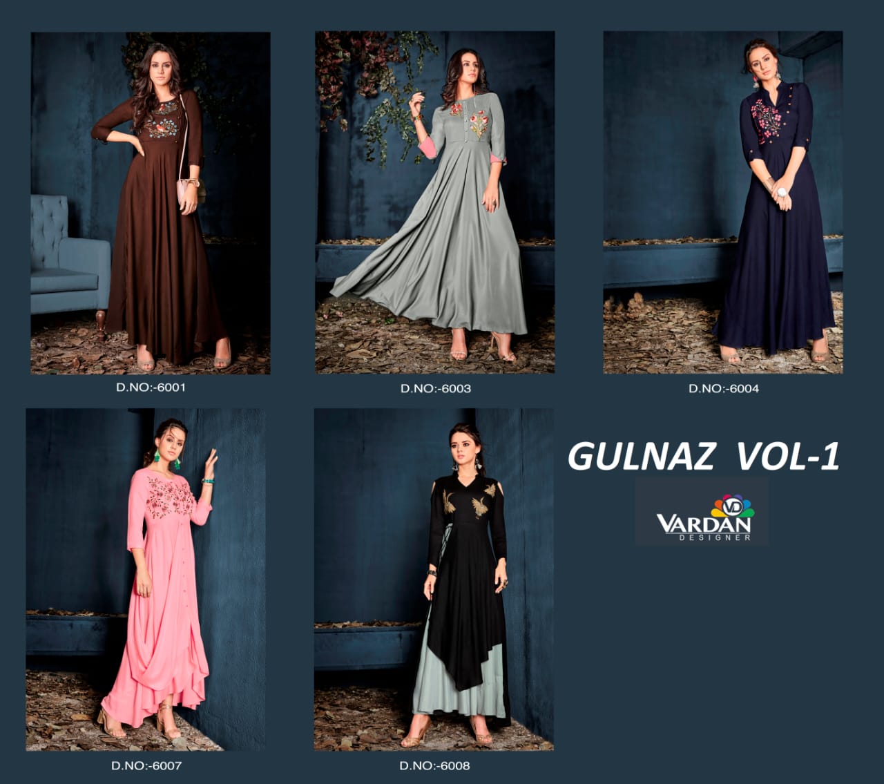 vardan designer Gulnaz Vol 1 rayon catchy look indo western catalog