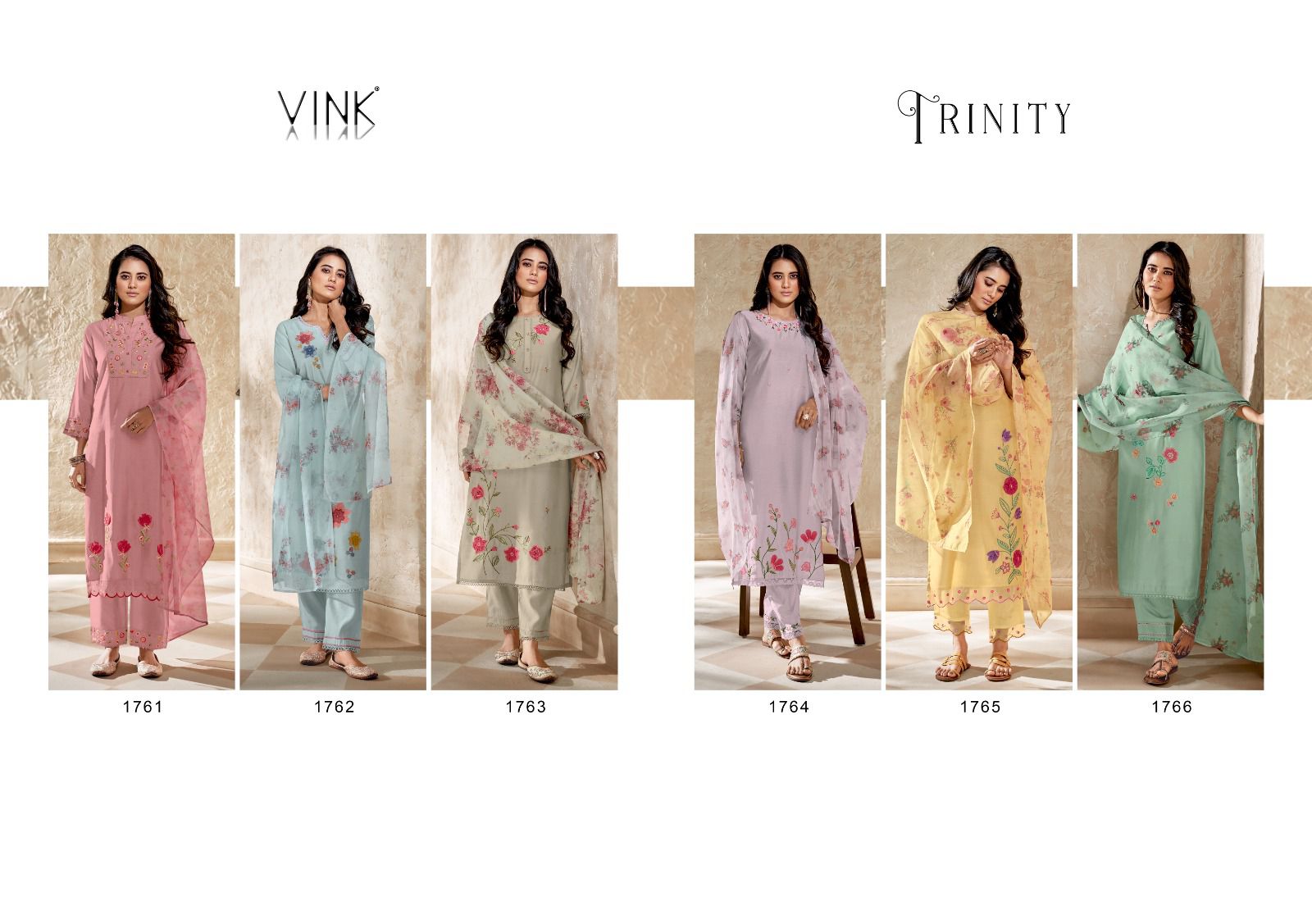 vink trinity viscose elegant look top pant with dupatta catalog