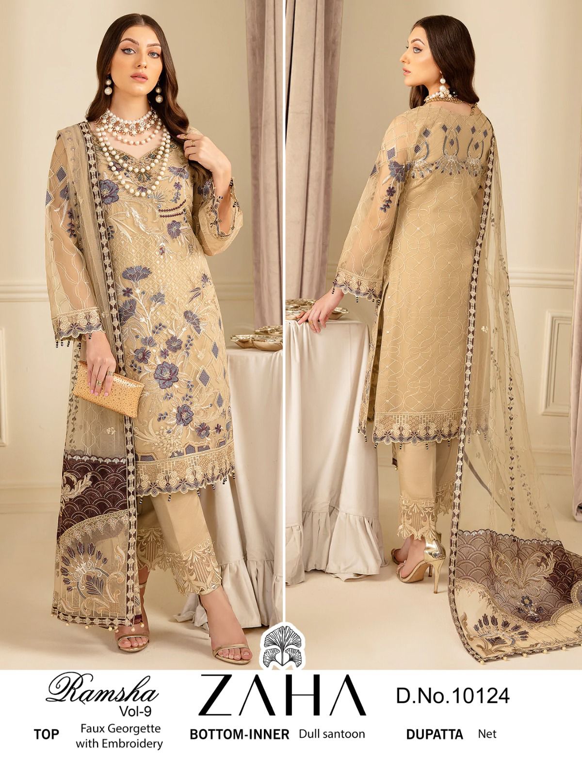zaha ramsha vol 9 d no 1023 1024 1025 1026 georgette catchy look salwar suit catalog