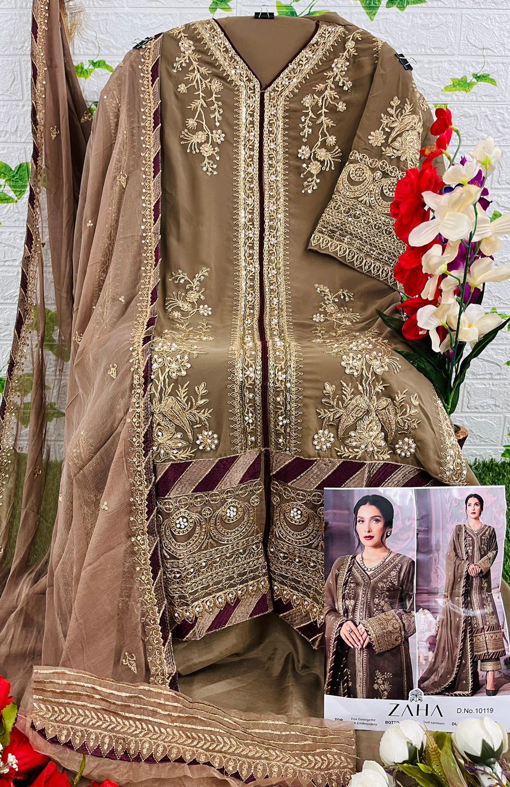 zaha zaha d no 10119 georgette regal look salwar suit single