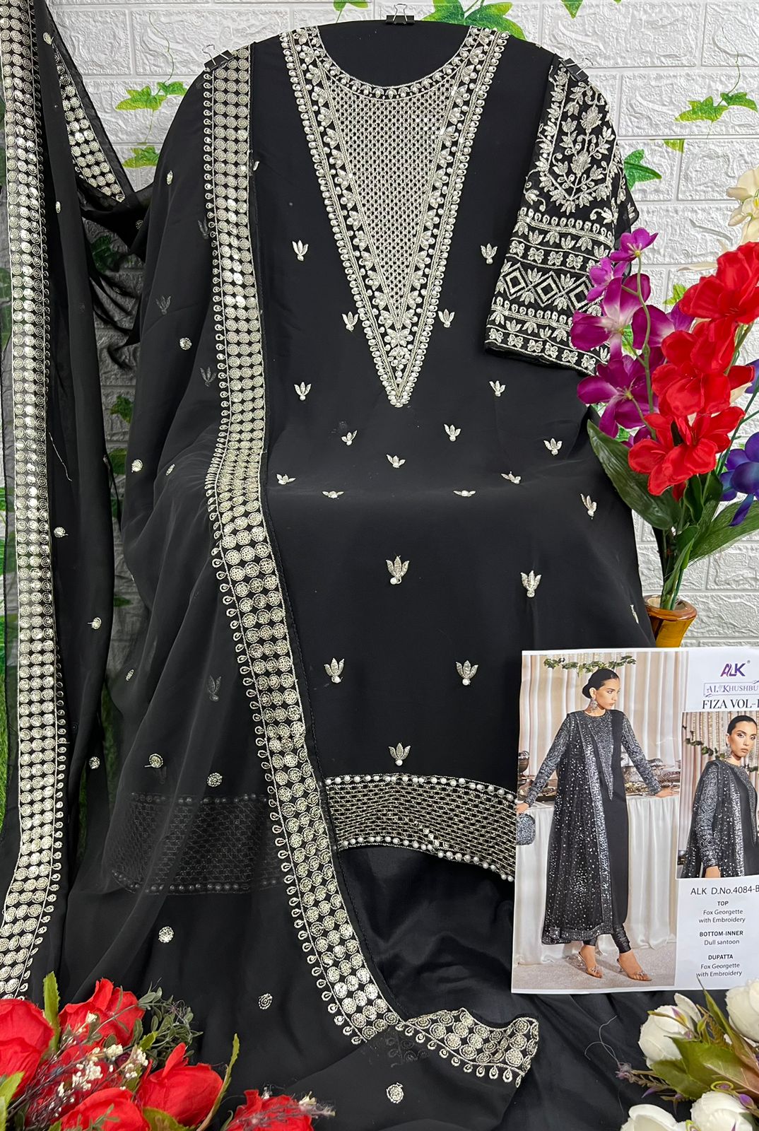 al khushbu fiza vol 1 d no 4084 a B C Georgette decent look salwar suit catalog