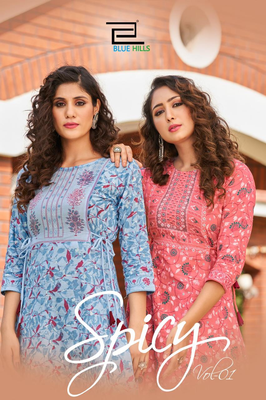blue hills spicy vol 1 cotton exclusive print kurti catalog