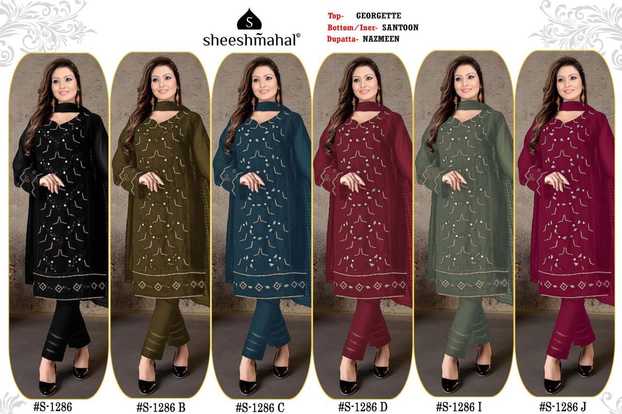 gulkayra designer sheeshmahal 1286 georgette festive look salwar suit catalog