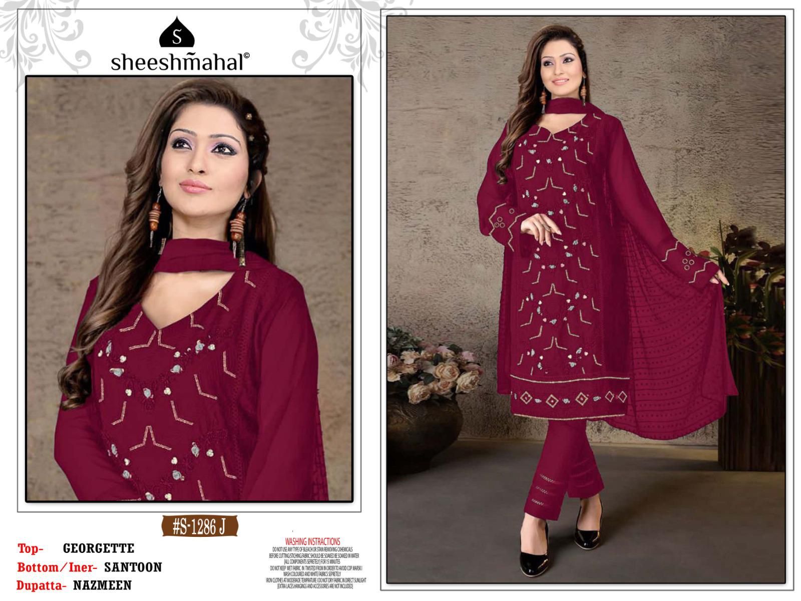 gulkayra designer sheeshmahal 1286 georgette festive look salwar suit catalog