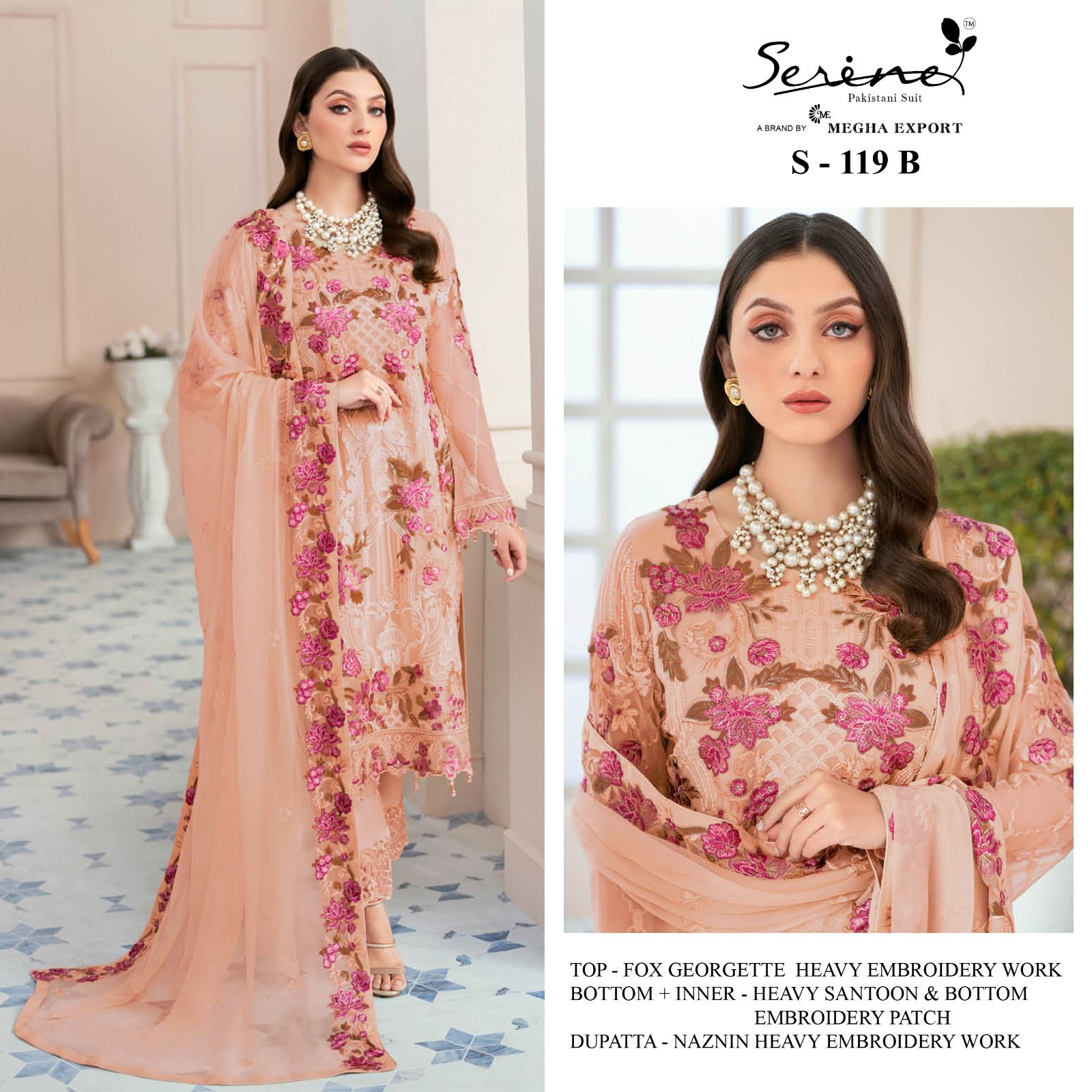serine Megha Exports d no s 119 georgette Elegant look salwar suit catalog