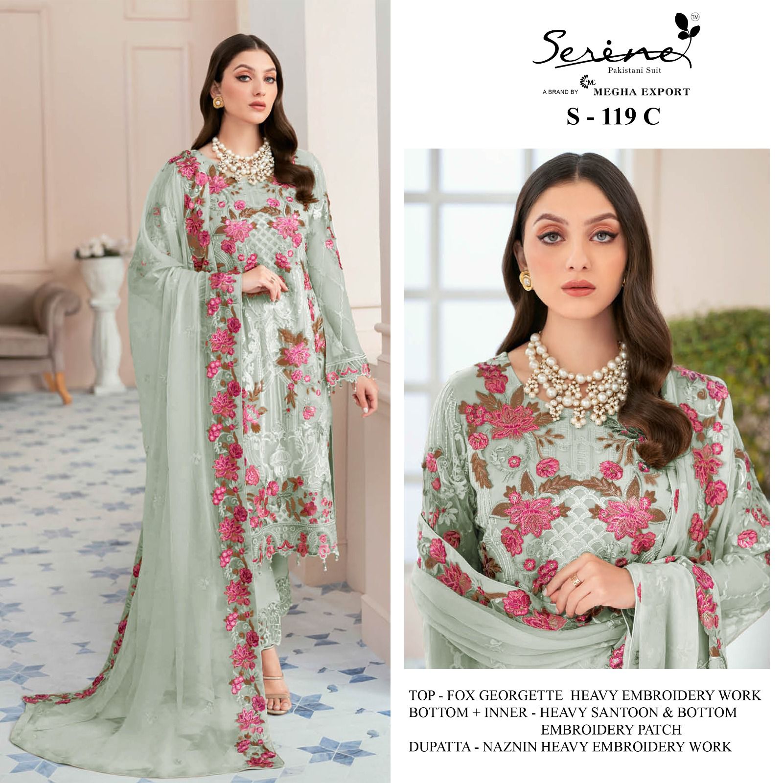 serine Megha Exports d no s 119 georgette Elegant look salwar suit catalog