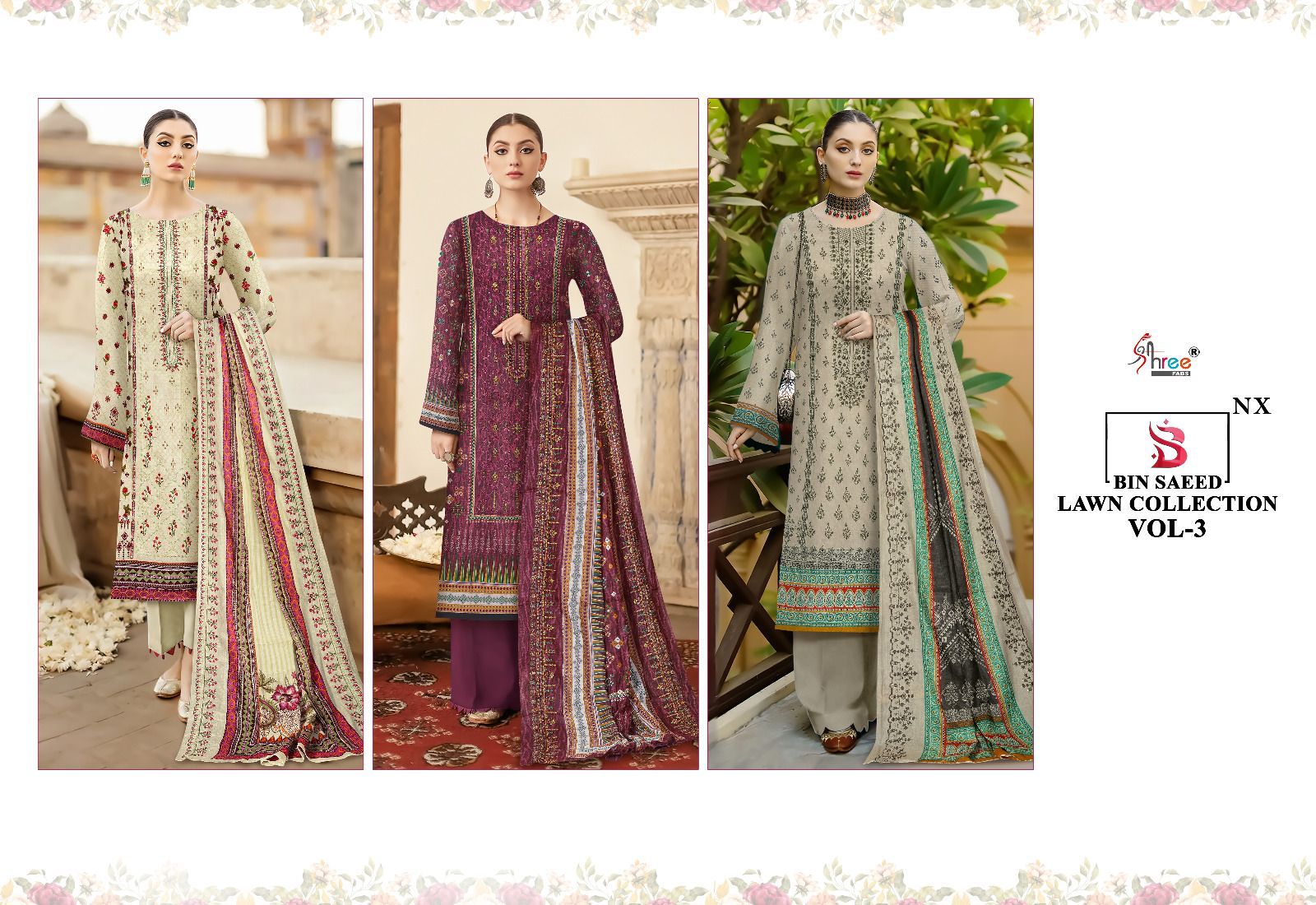shree fabs bin saeedlawn collection 03 nx lawn elegant salwar suit catalog