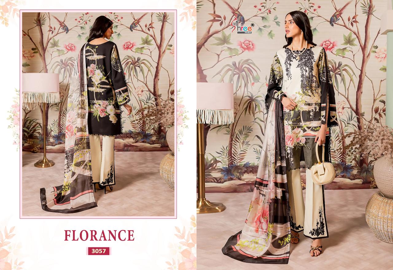 shree fabs florance cotton decent look salwar suit with silver dupatta catalog
