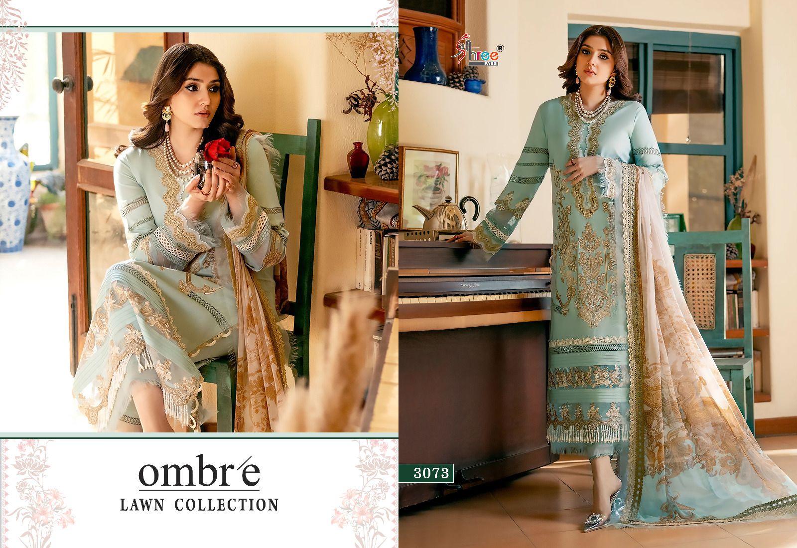shree fabs ombre lawan collection lawn cotton catchy look salwar suit with cotton dupatta catalog