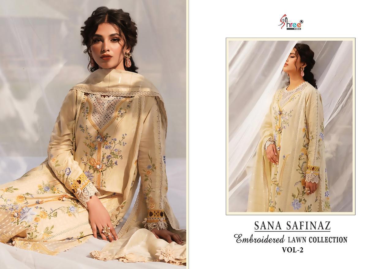 shree fabs sana safinaz embroidered lawn dupatta vol 2 cotton elegant look salwar suit  catalog