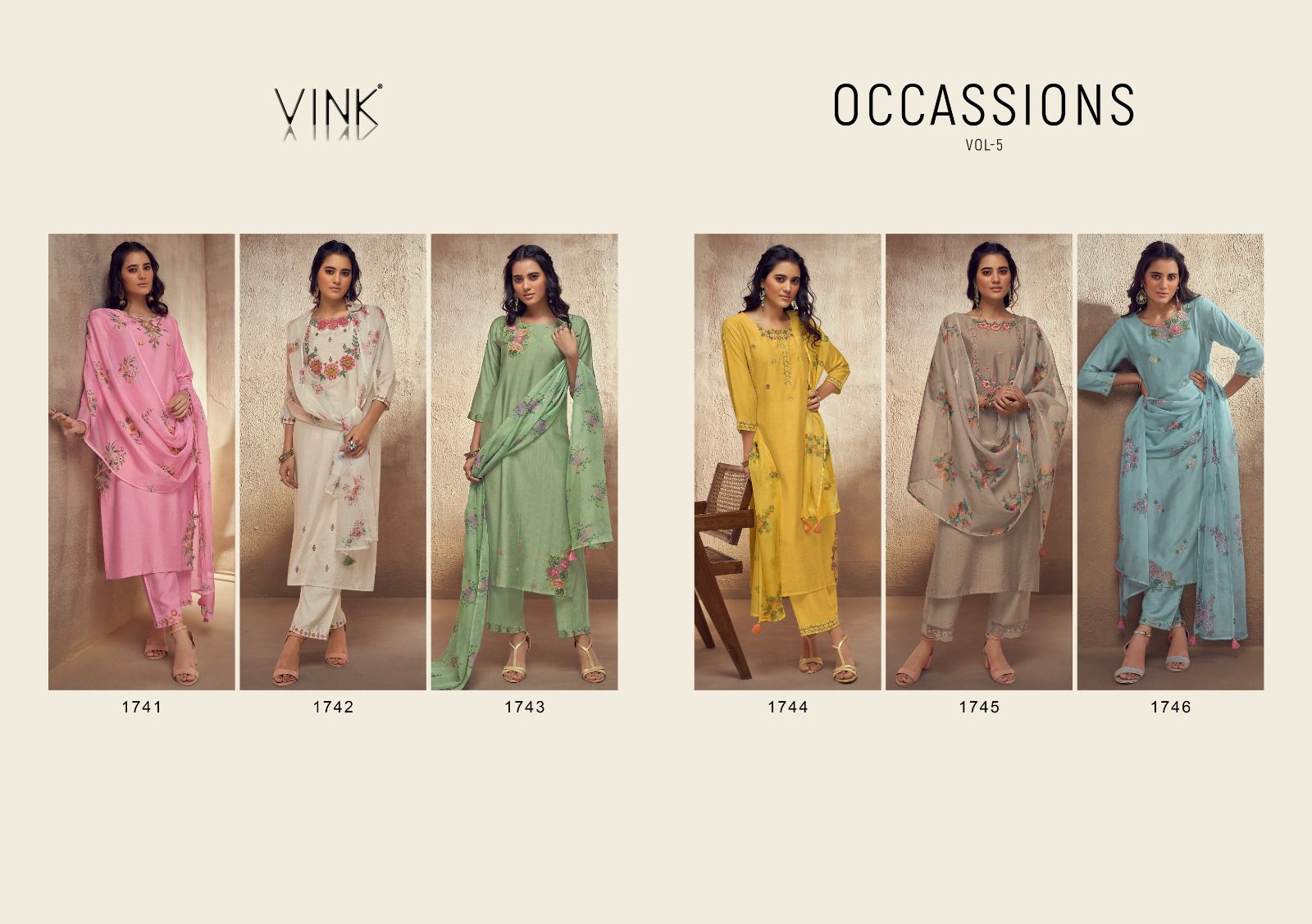 vink occasions vol 5 viscose elegant top pant with dupatta catalog