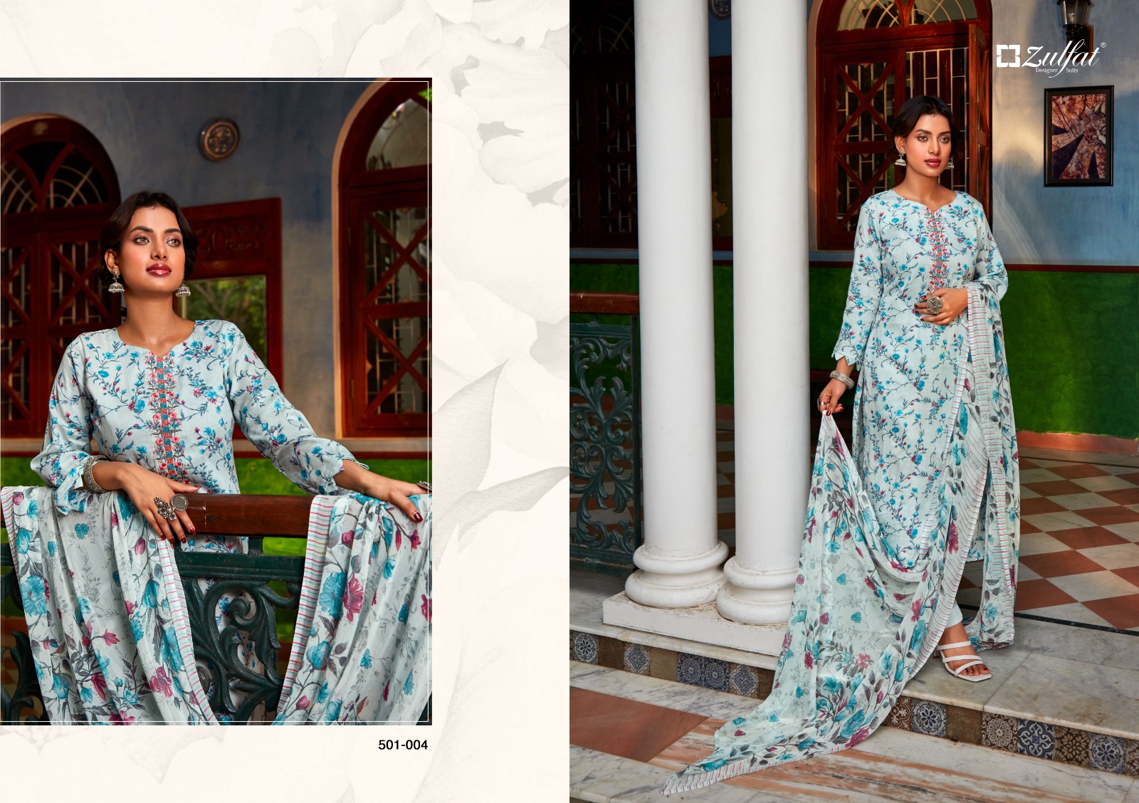 zulfat designer suit dilreet jam cotton regal look salwar suit catalog