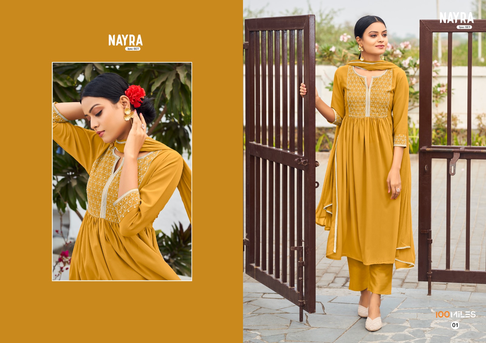100 miles nayra georgette new and modern style top bottom with dupatta catalog