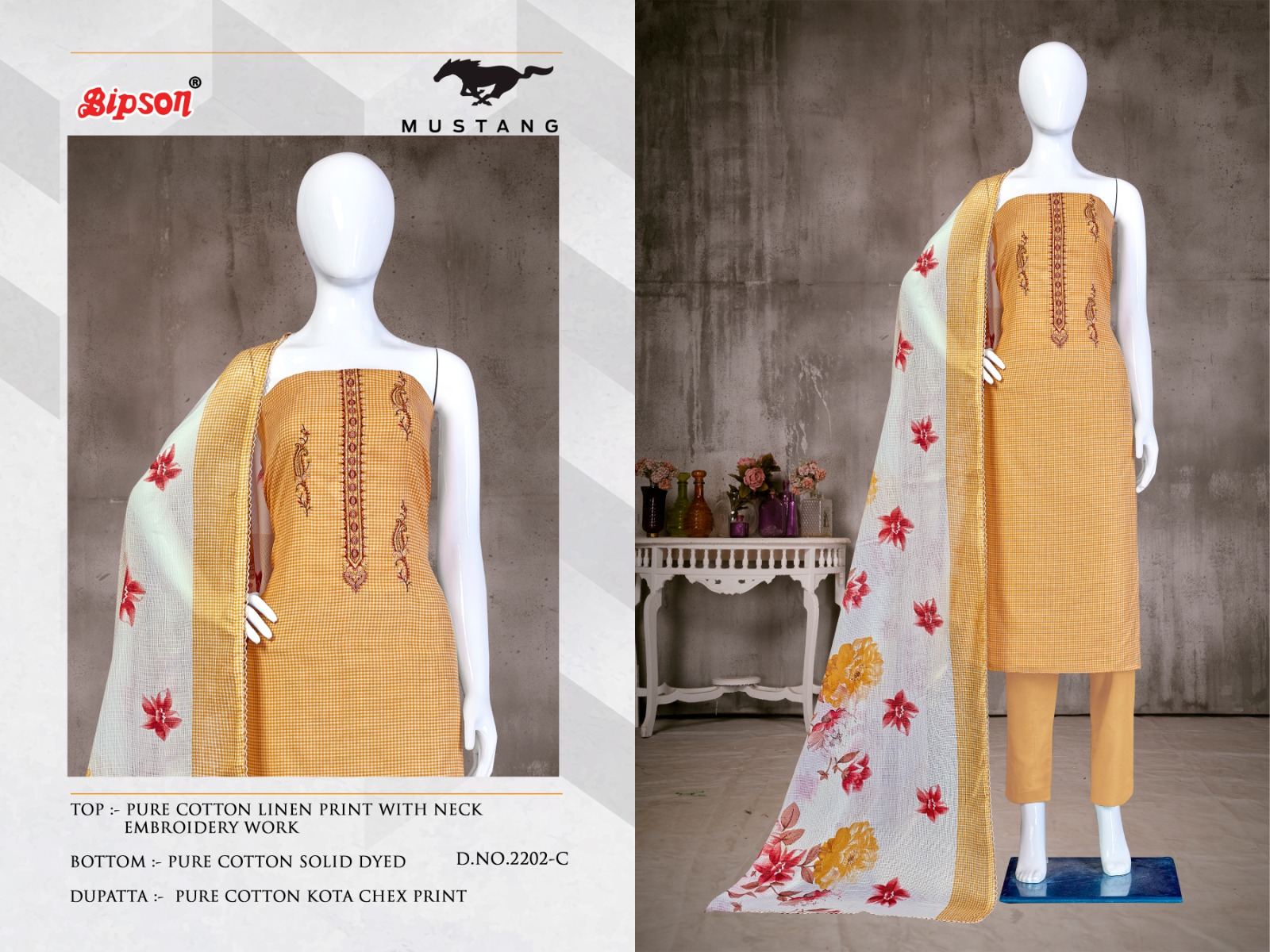 bipson mustang 2202 cotton catchy look salwar suit catalog