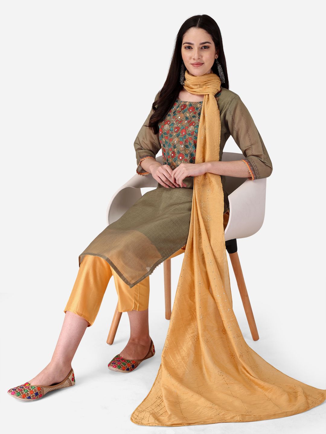 channel 9 SKU 1030SD And 1033SD chanderi look top pant with dupatta size set