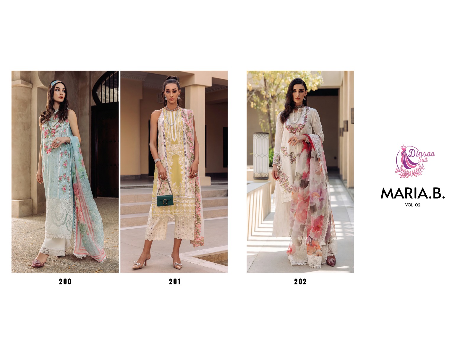 dinsaa suit Maria B Summer Collection Vol 2 cotton regal look salwar suit catalog