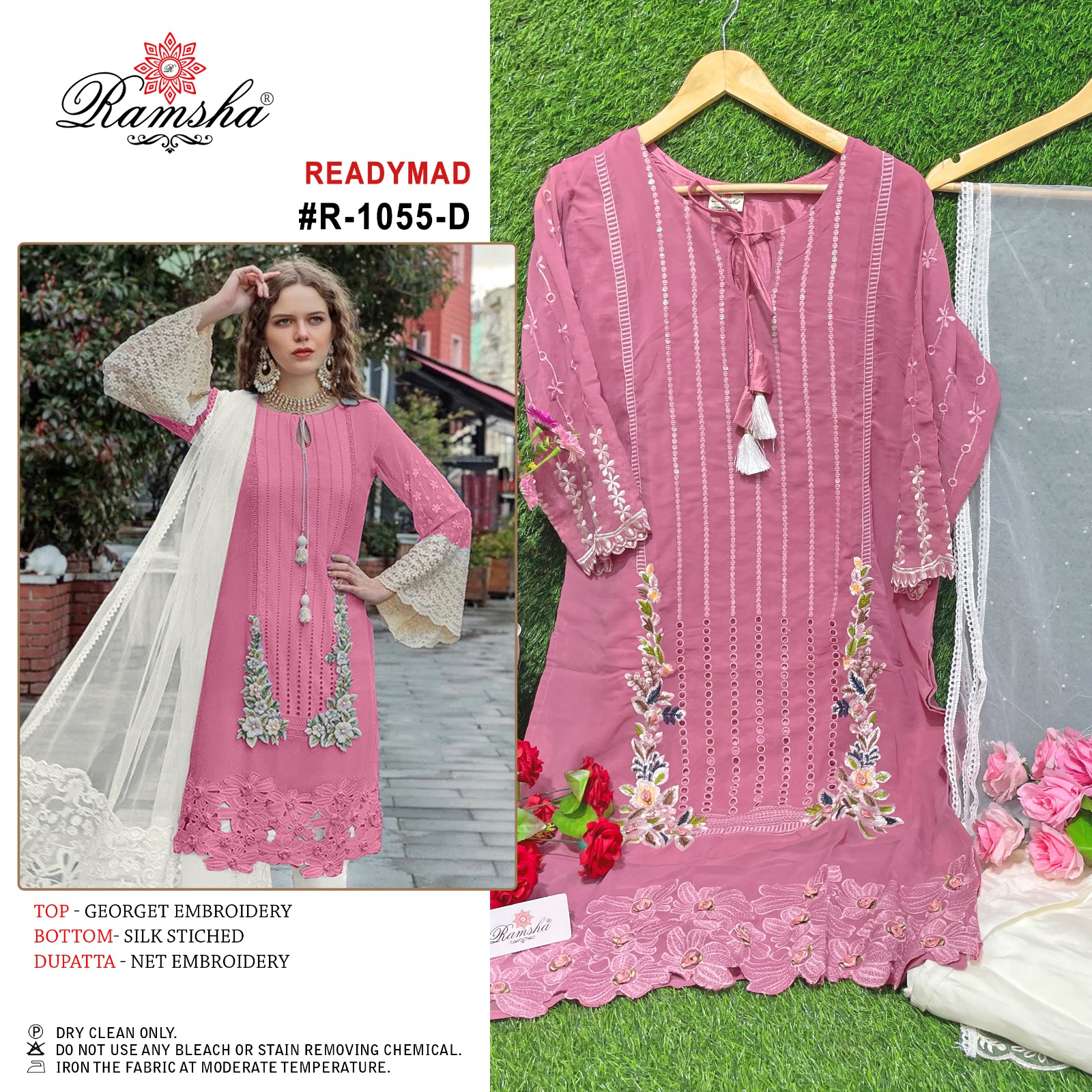 ramsha ramsha r 1055 Georgette regal look Salwar Suit With Dupatta size set