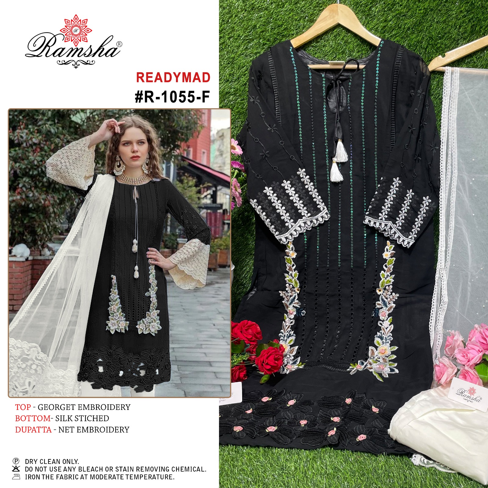 ramsha ramsha r 1055 Georgette regal look Salwar Suit With Dupatta size set