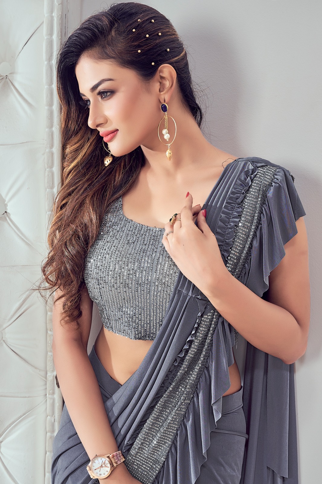 amoha trendz d no 10210 Imported Sequin attrective look saree catalog