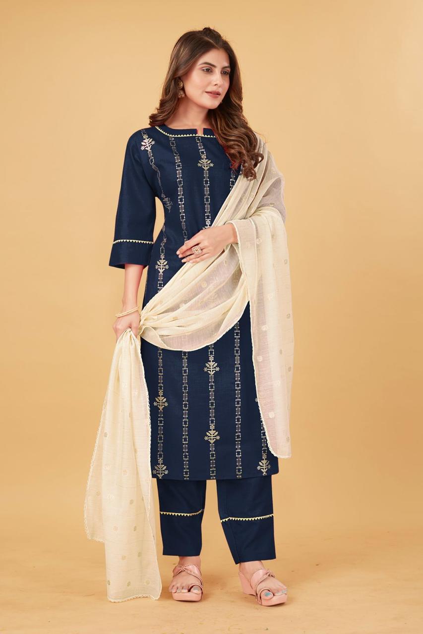 channel 9 SKU 132SD To 136SD cotton decent look top bottom with dupatta catalog