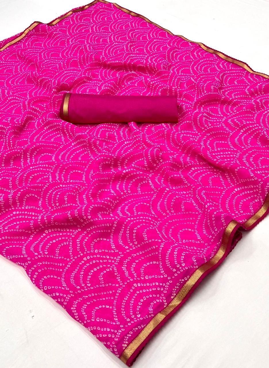 lt kashvi cration bandhani georgette attractive look saree catalog