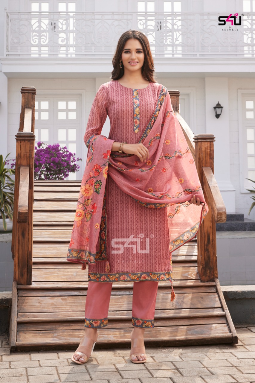 s4u kantha silk festive look top bottom with dupatta catalog