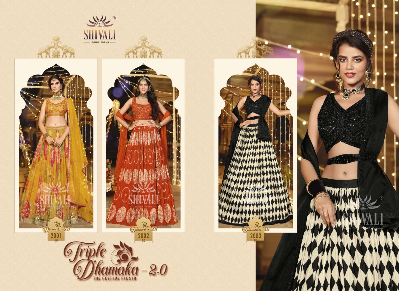 shivali triple dhamaka 2 0 fancy festive look lehngha catalog