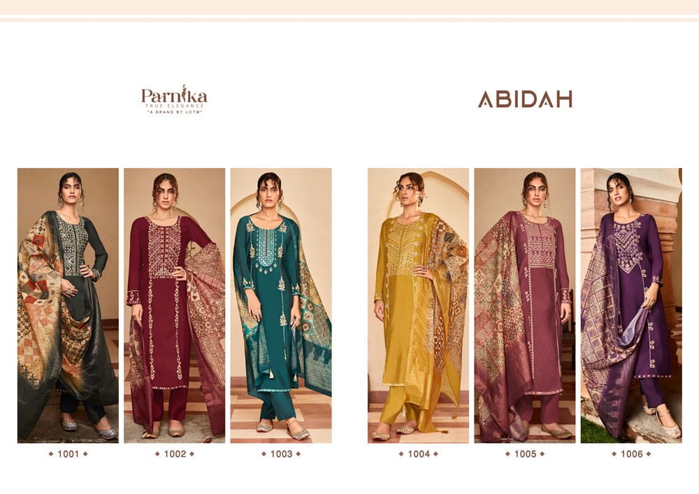 tzu abidah roman silk innovative look salwar suit catalog