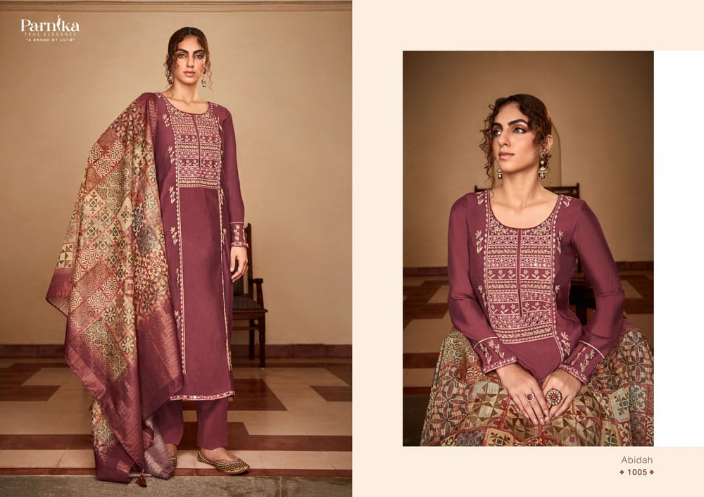 tzu abidah roman silk innovative look salwar suit catalog