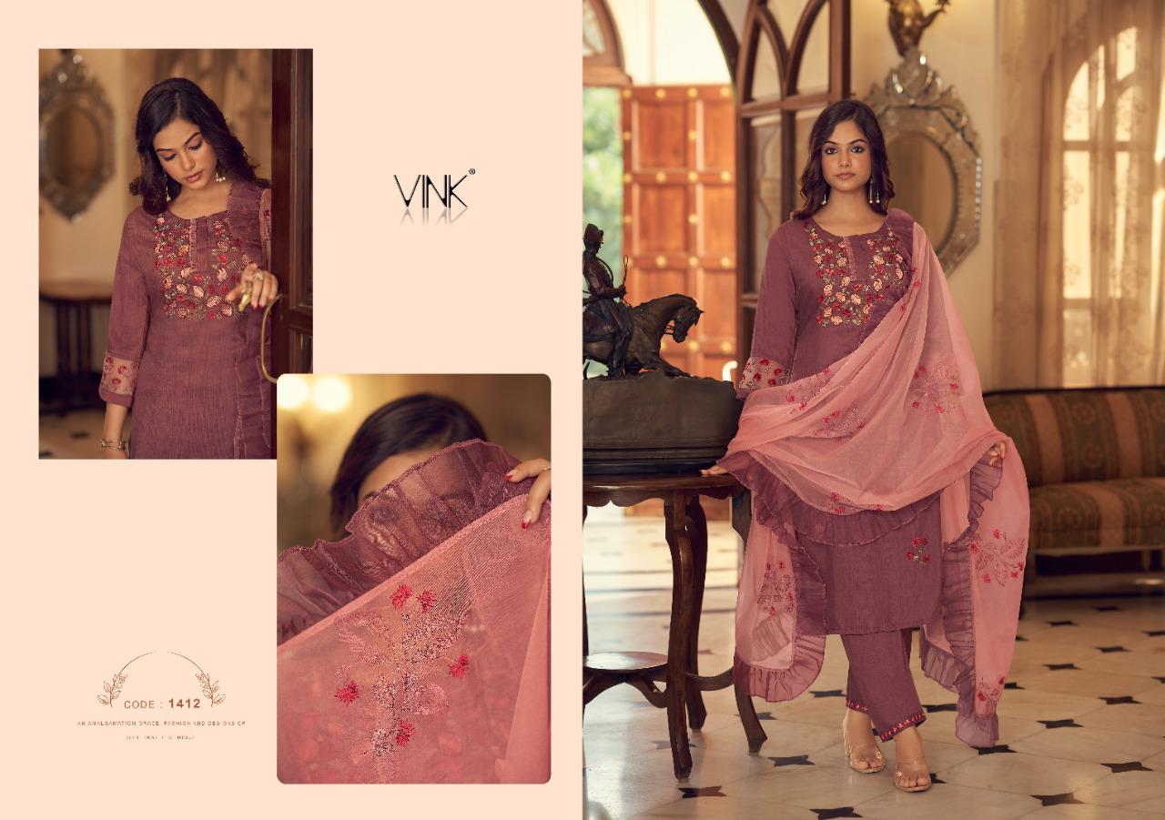 vink ruffles 2 silk new and modern style top with pant and dupatta catalog