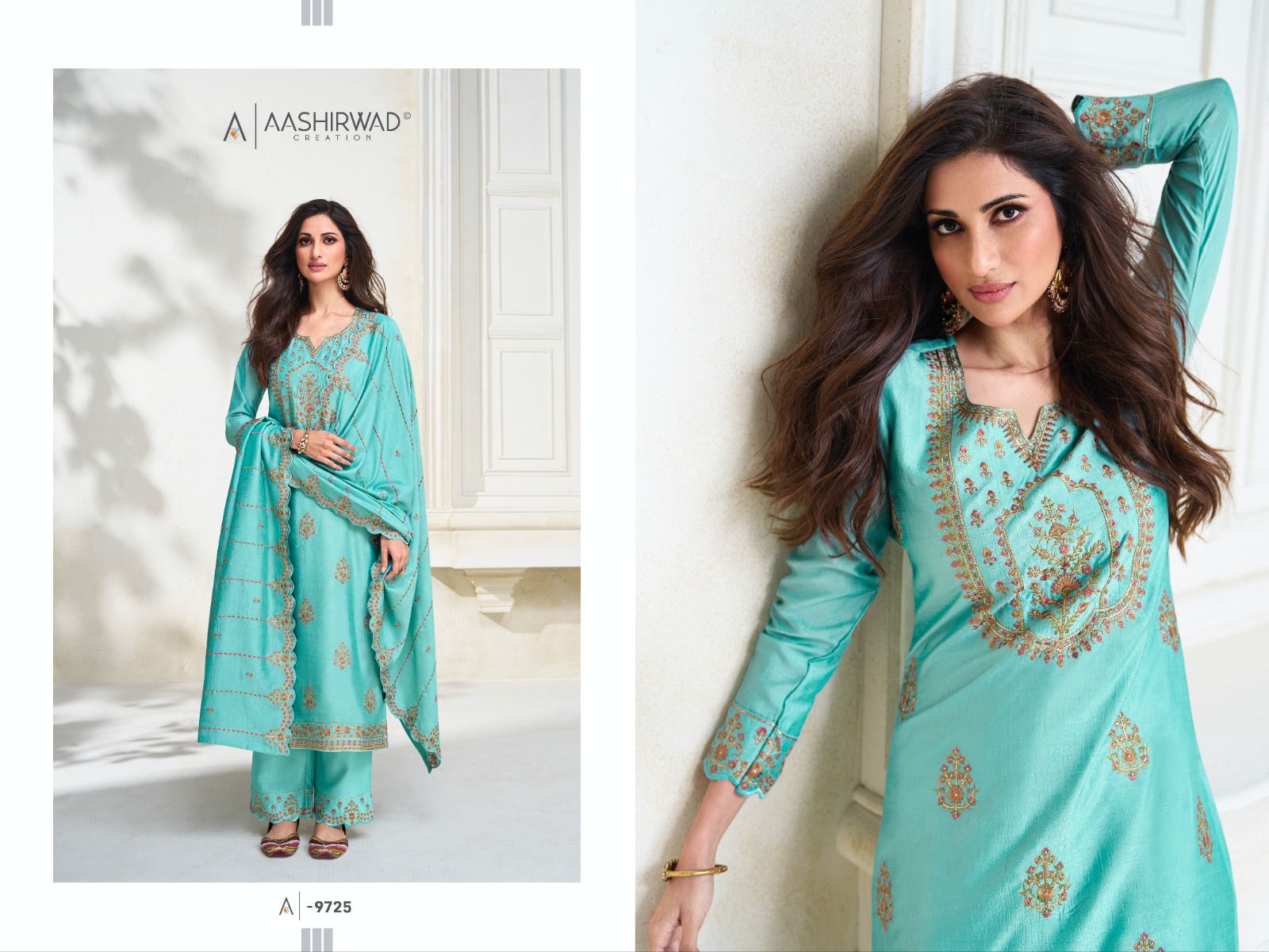 aashirwad creation gulkand primium silk attrective look salwar suit catalog