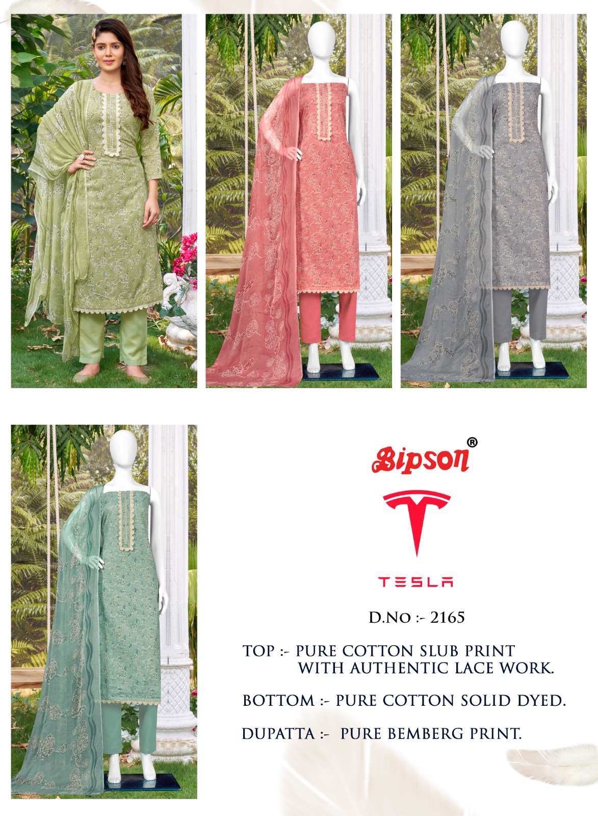 bipson tesla 2165 cotton decent look salwar suit catalog