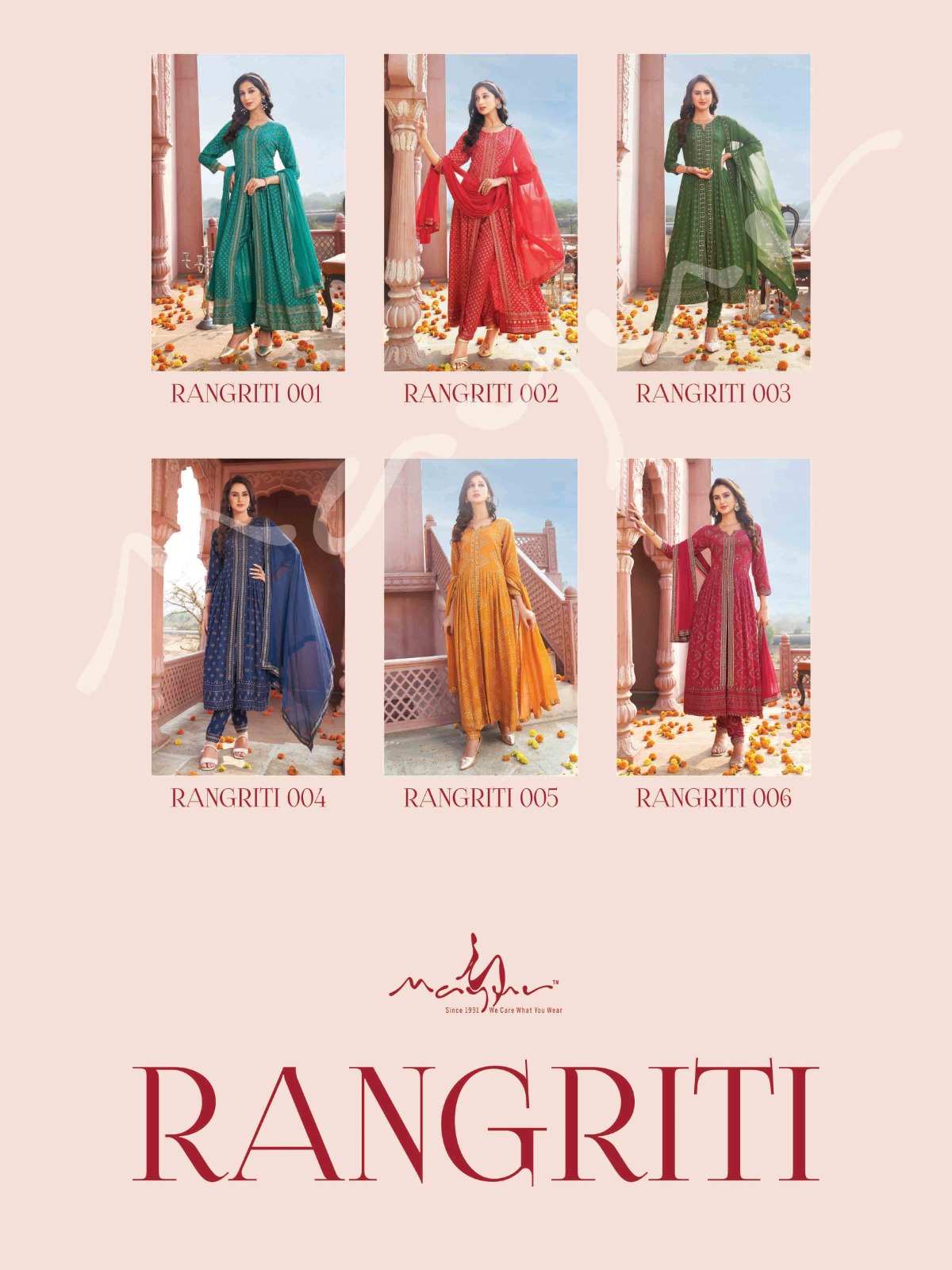 mayur rangriti rayon new and modern style top pant with dupatta catalog