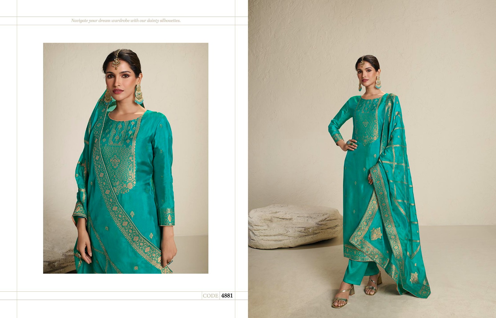 meera trendz charmy olive silk innovative look salwar suit catalog