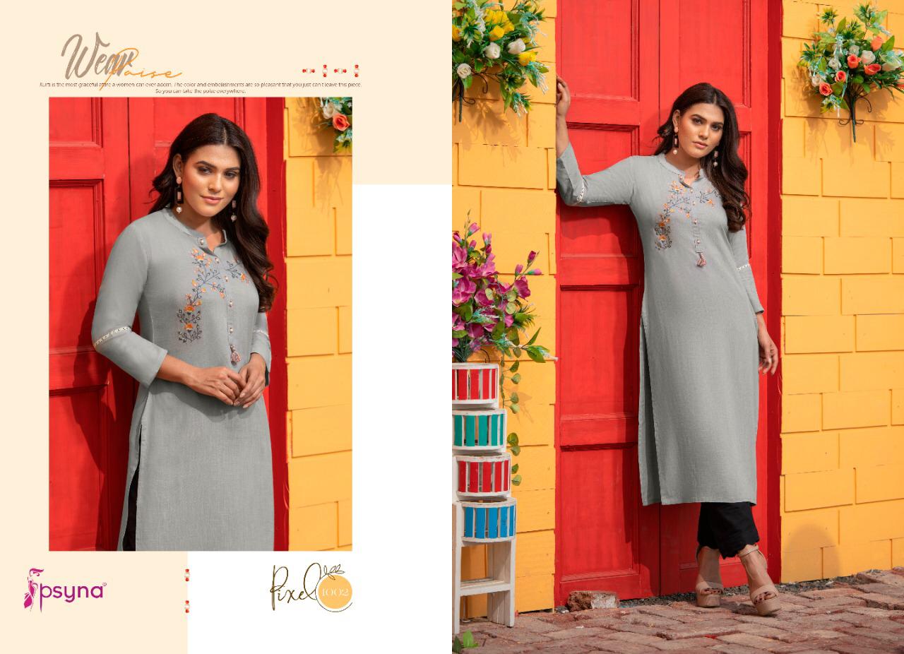 psyna pixcel rayon attrective colours kurti catalog