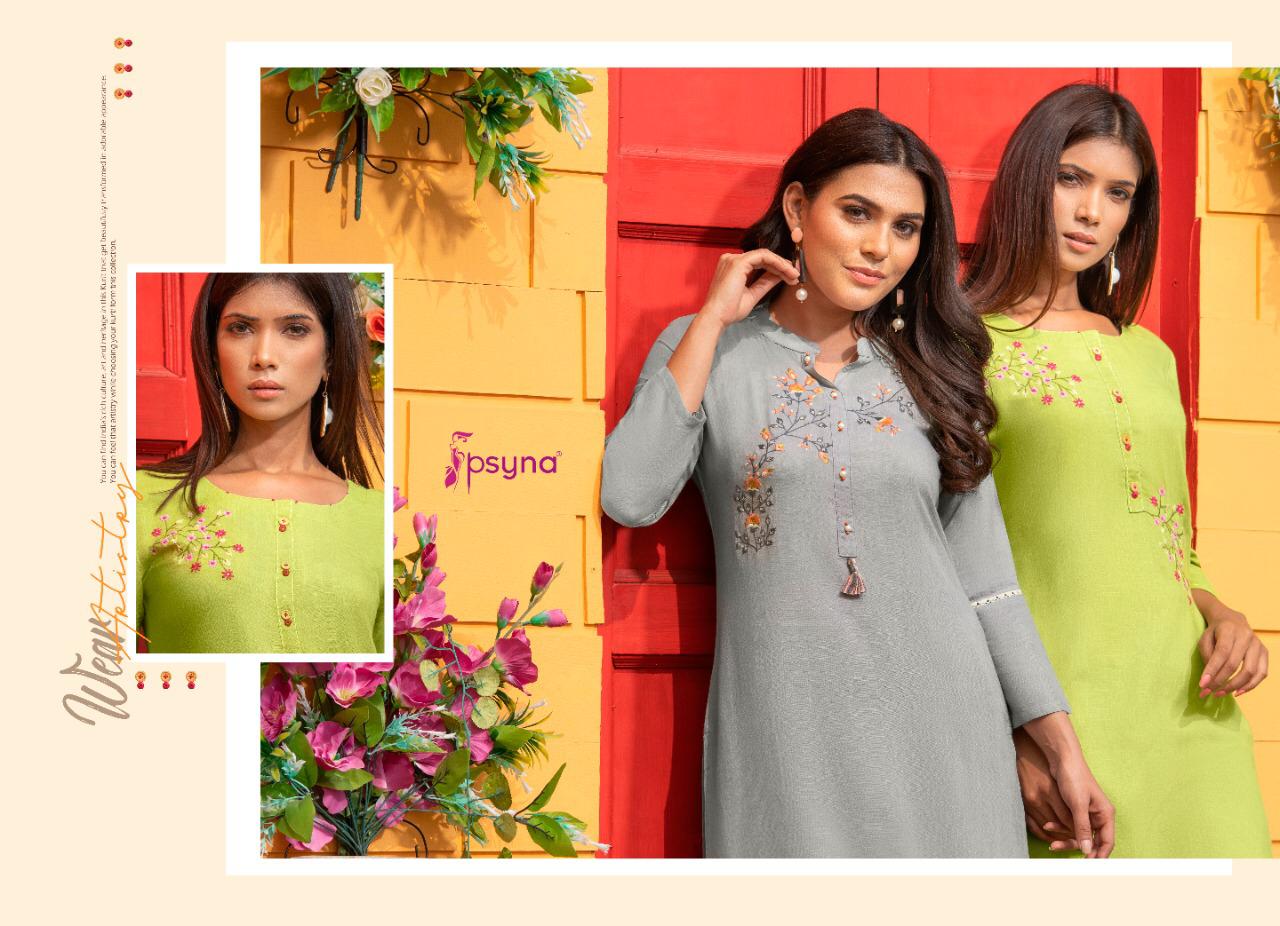 psyna pixcel rayon attrective colours kurti catalog