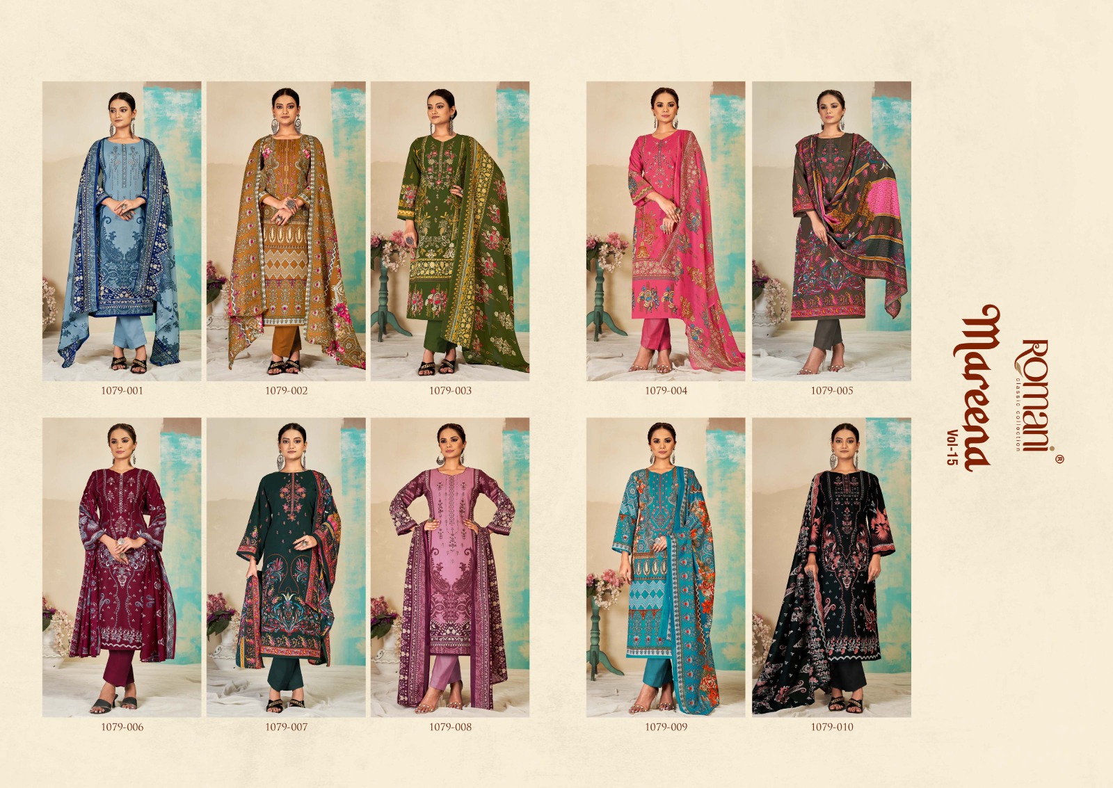 romani mareena vol 15 cotton gorgeous look salwar suit catalog