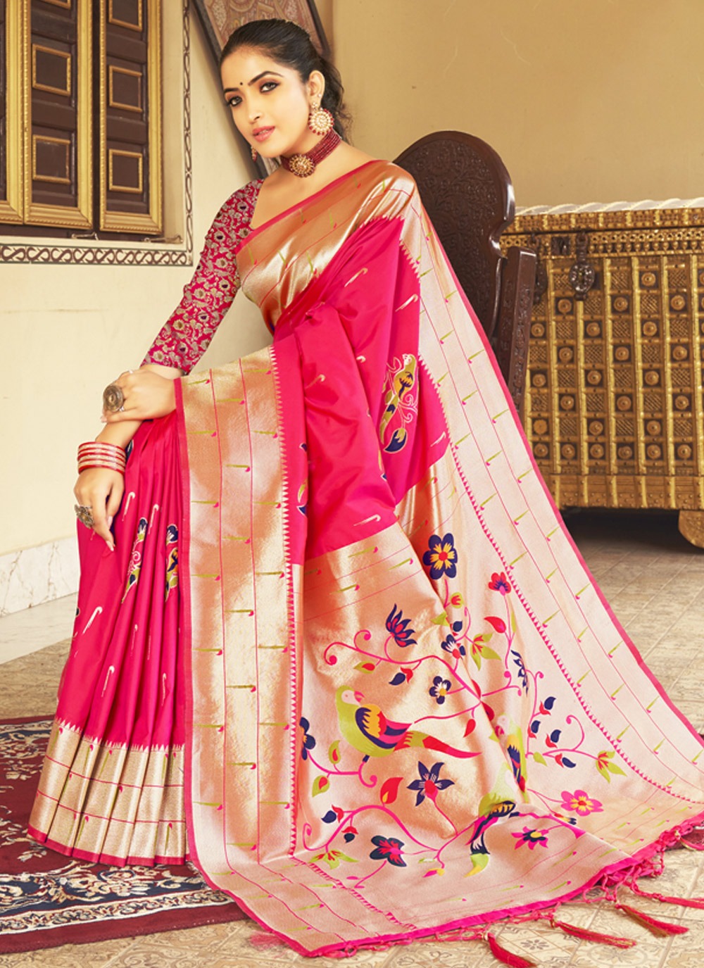 sangam print pushpa silk regal look saree catalog