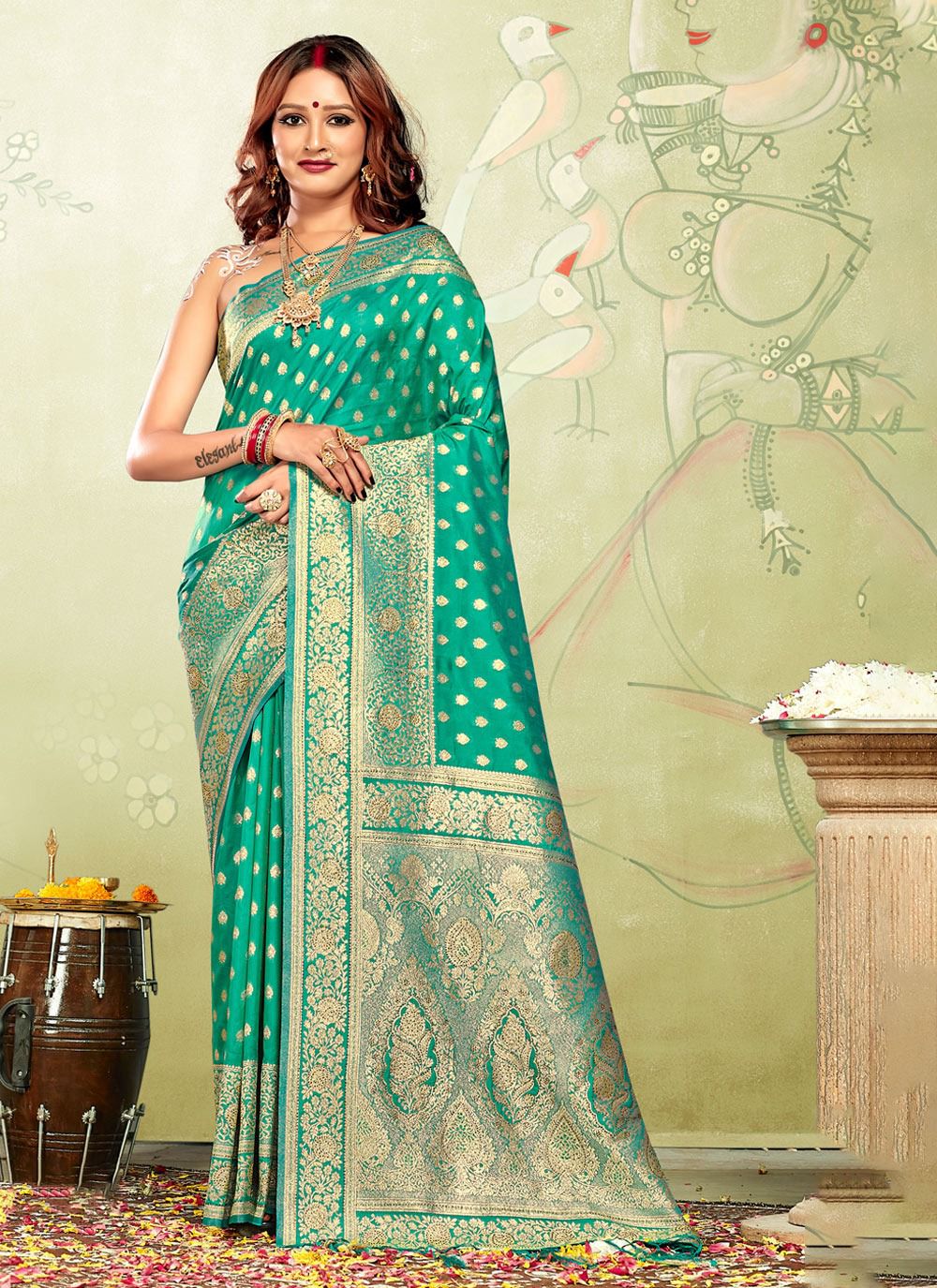 sangam prints kia silk banarsi silk attractive look saree catalog