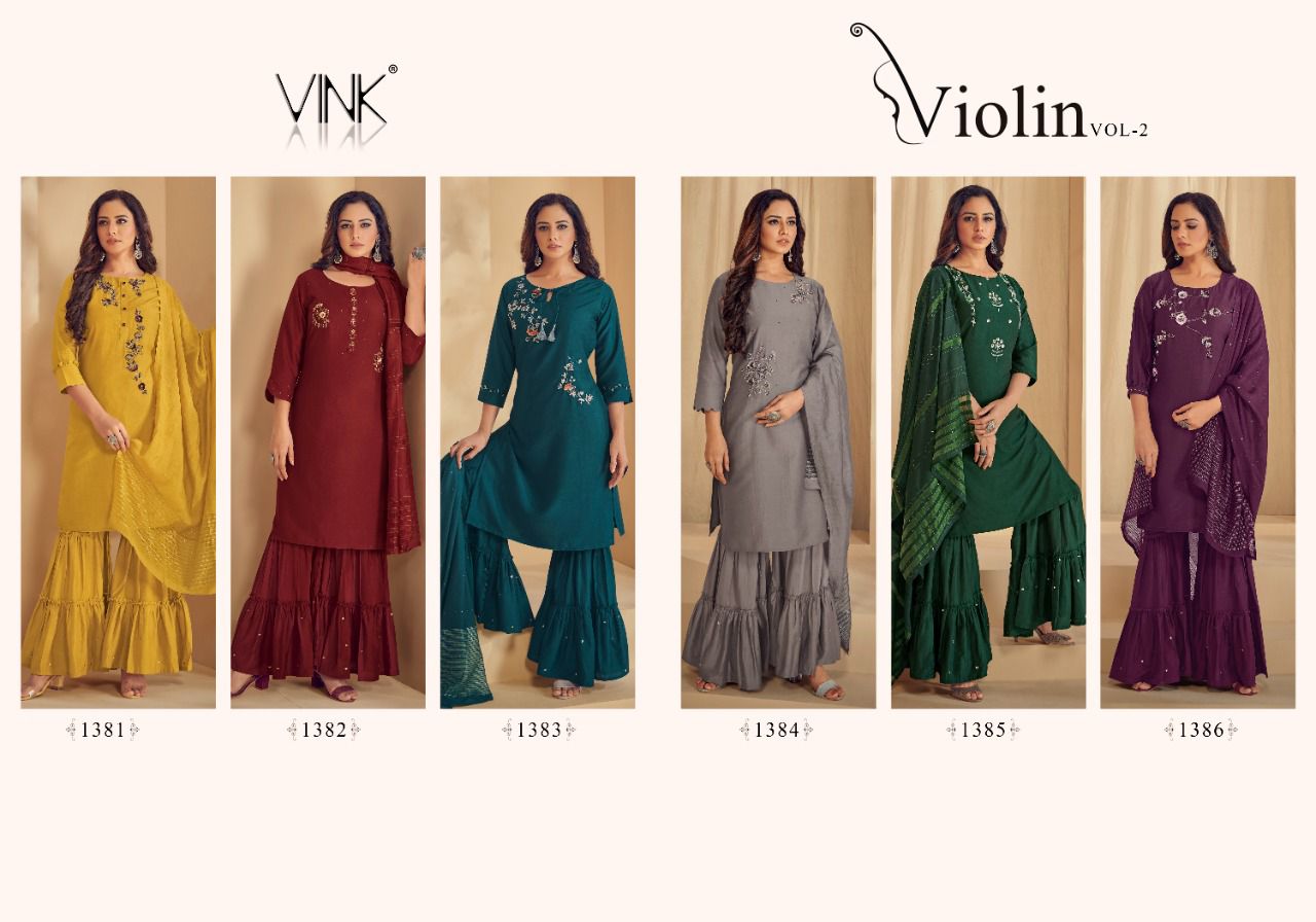vink violin vol 2 silk elegant top bottam with dupatta catalog