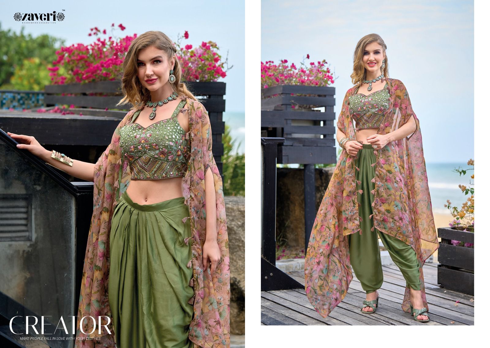 zaveri woman beauty liana satin silk new and modern style choli dhoti koti catalog