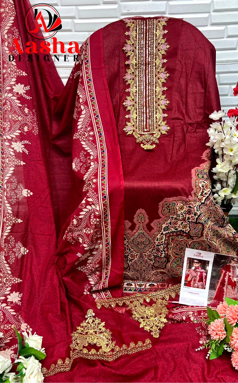 aasha designer mariya b lawn cotton elegant print salwar suit cotton dupatta catalog