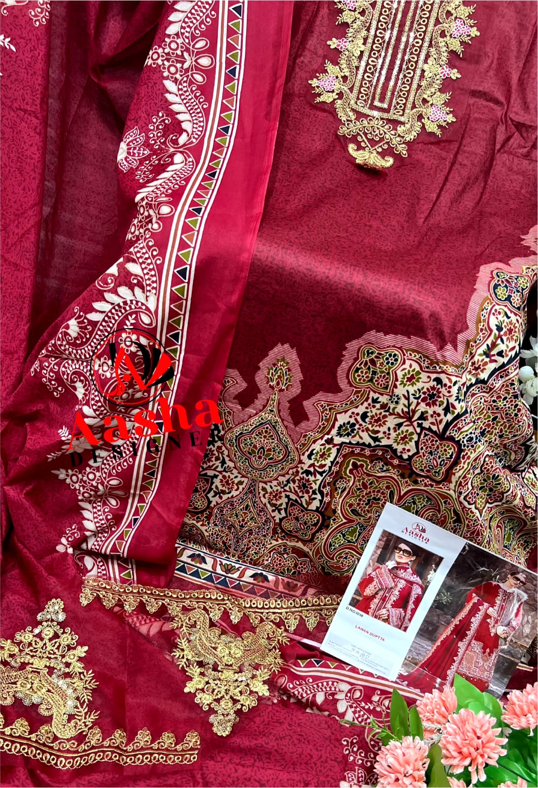 aasha designer mariya b lawn cotton elegant print salwar suit cotton dupatta catalog