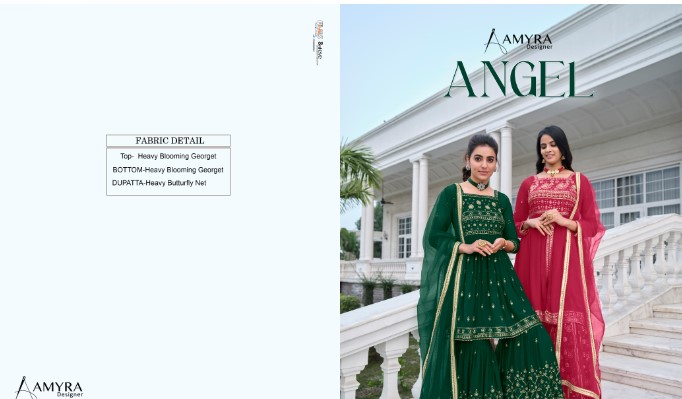 amyra designer angel Blooming Georgget innovative look salwar suit catalog