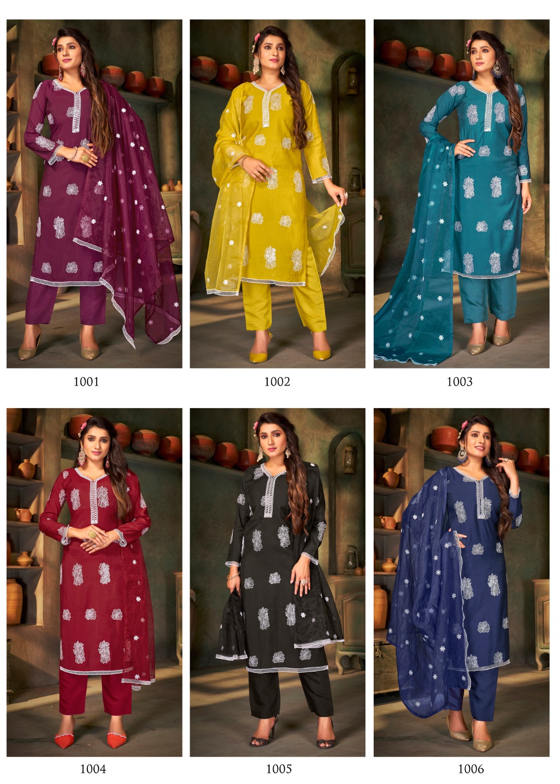 banwery fashion peri peri russian silk catchy look kurti bottom dupatta catalog