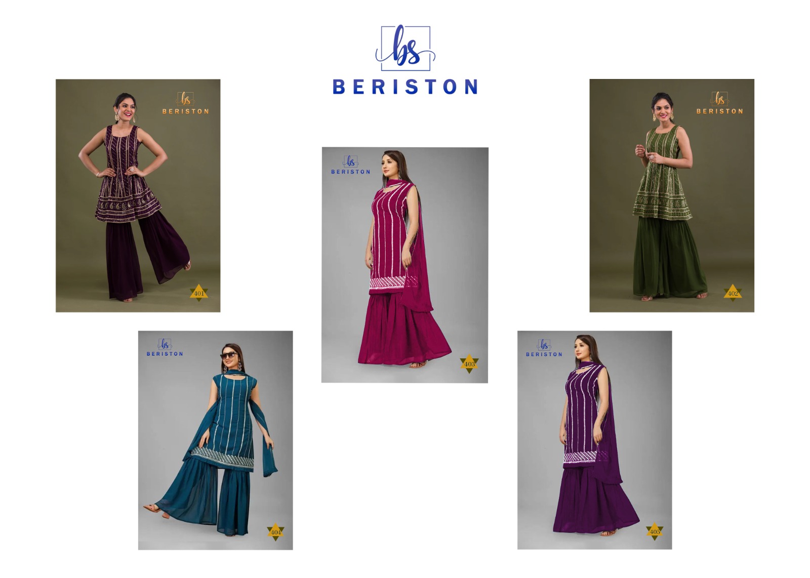 Beriston BS VOL 4 georgette new and modern look top sharara with dupatta catalog