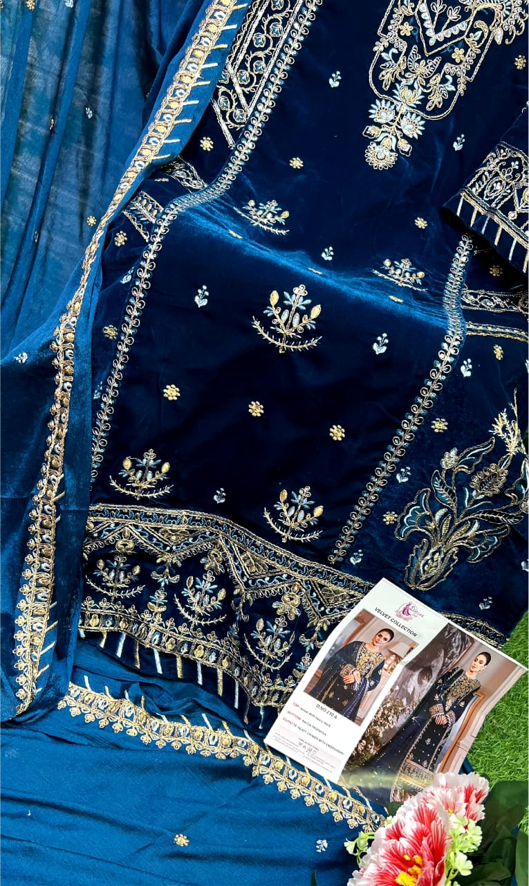 dinsaa suit d s no 230 velvet decent embroidery look salwar suit catalog