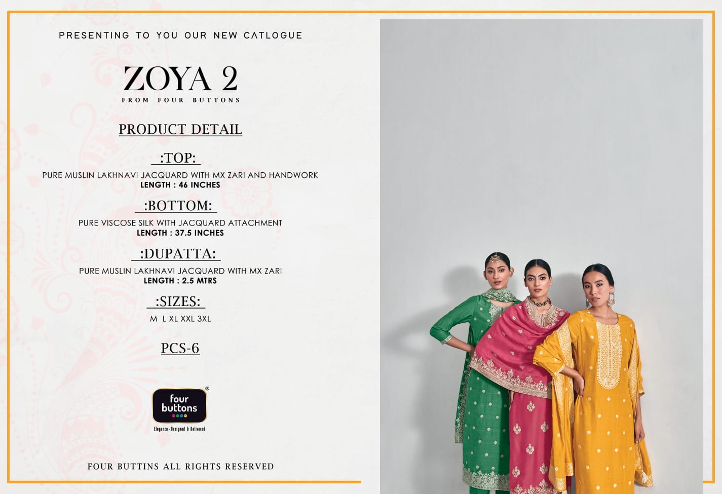 four buttons zoya 2 muslin innovative look kurti pant with dupatta catalog
