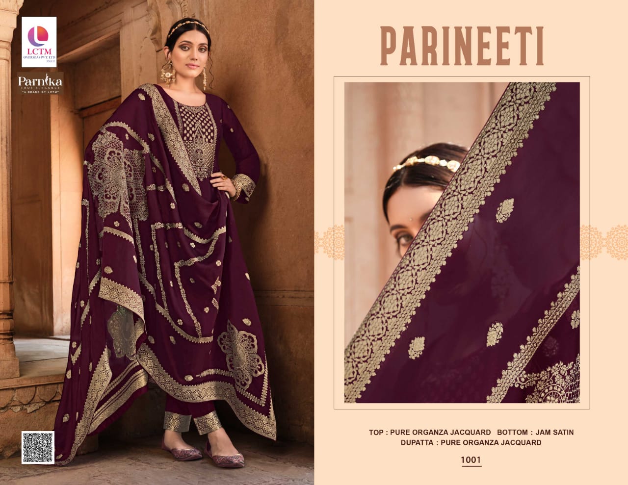 lctm overseas parineeti organza decent look salwar suit catalog