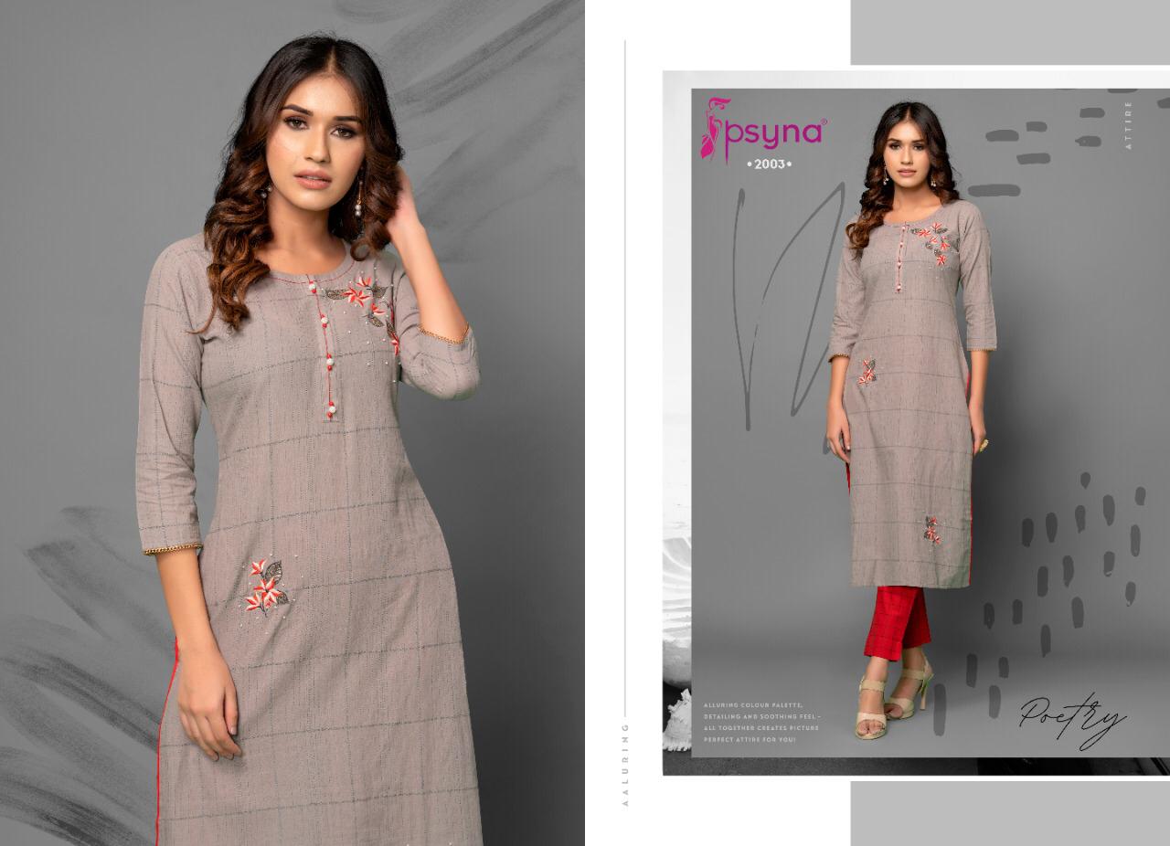 psyna poetry vol 2 cotton astonishing look kurti with pant catalog